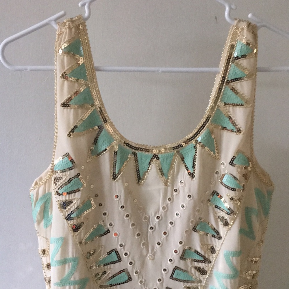 Tan/Gold Sequin Shift Dress
